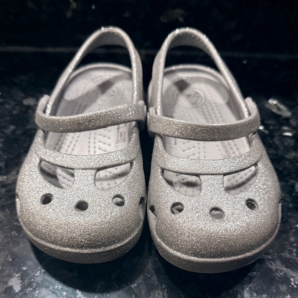 CROCS Kids Sparkly Silver Water Shoes